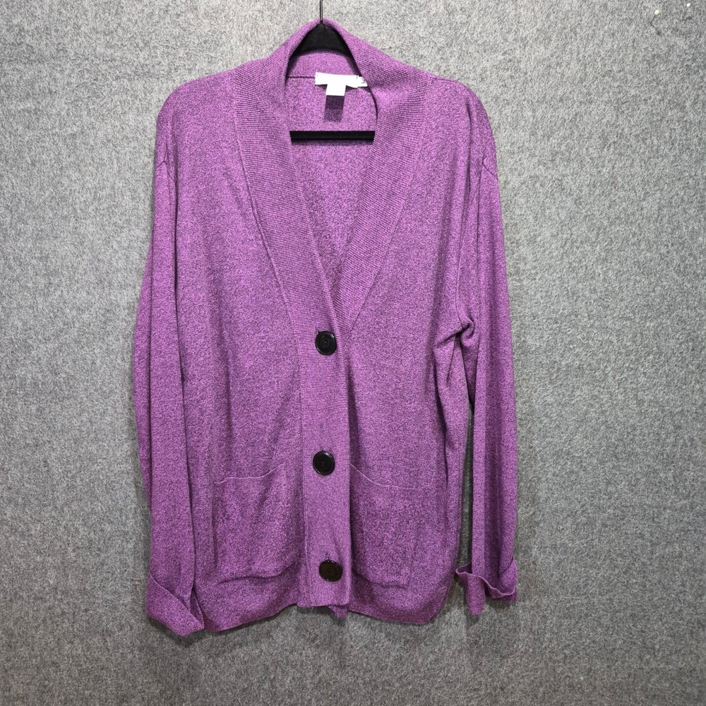 Coldwater Creek Oversized L Cardigan Pockets Cotton Blend Casual Chic Eclectic